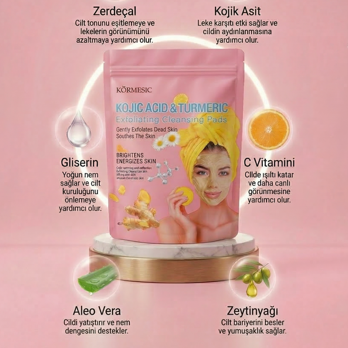 Zerdeçal İçeren Nazik Peeling Pedleri  & Cildiniz Parlasın